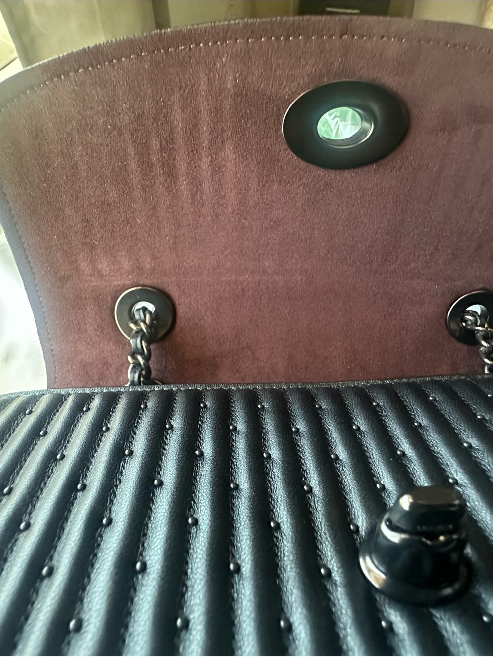 Coach Parker Quilted Leather bag with rivets in Black with Gunmetal hardware. - Picture 6 of 15